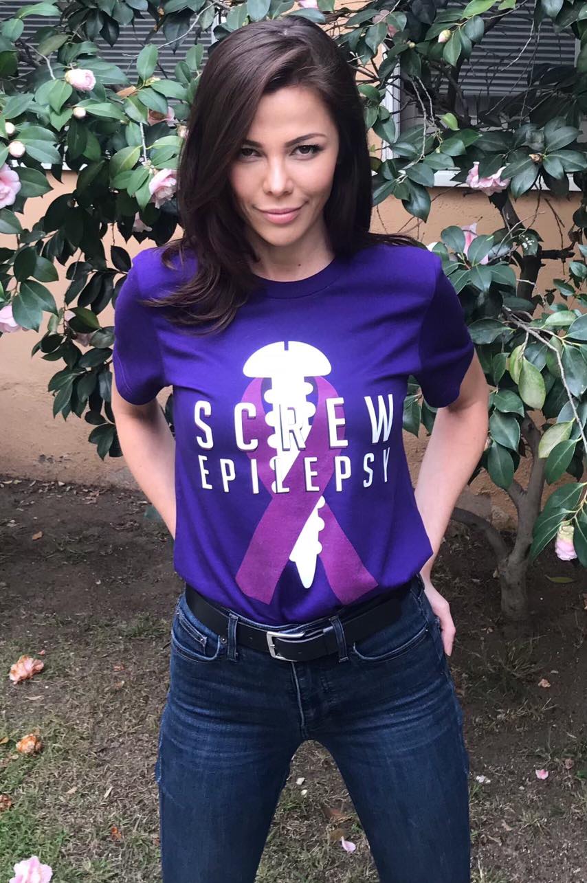 Anita Leeman wearing our Screw Epilepsy Womens Shirt!