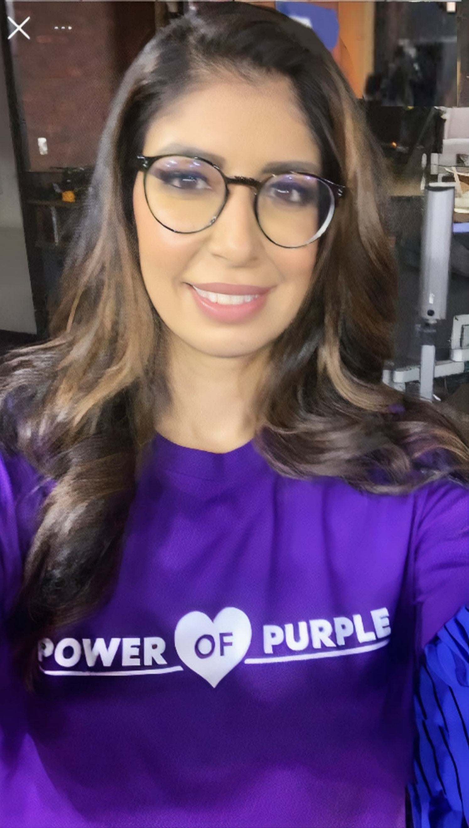 Pooja Handa wearing our Power Of Purple Womens Shirt!